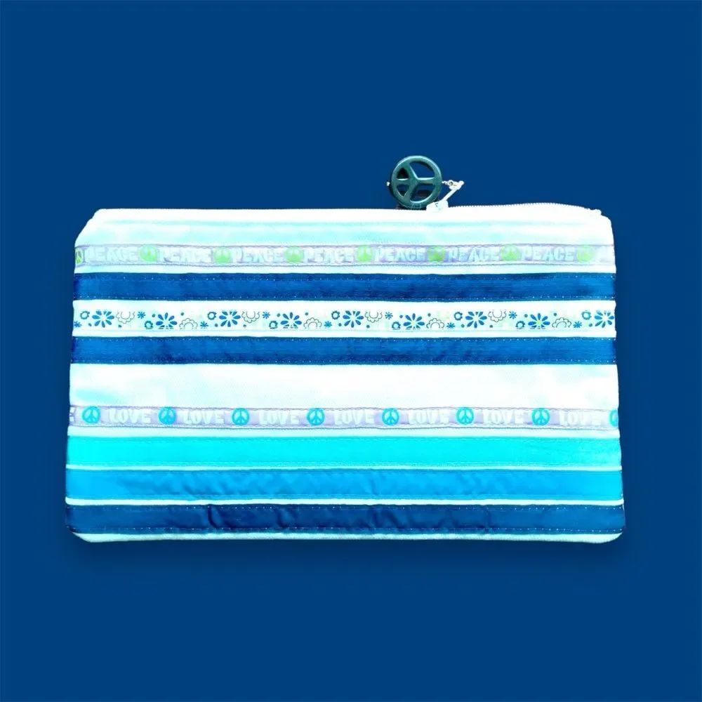 Set of 2 Peace Love Paws Makeup Bag Travel Tote Storage Pouch Clutch NEW